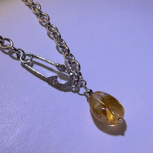 Load image into Gallery viewer, Citrine Safety Pin Necklace 黄水晶安全别针项链

