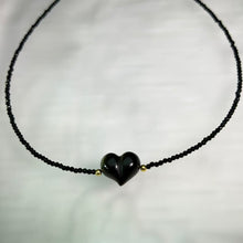 Load image into Gallery viewer, Golden Sheen Obsidian Heart Black Spinel Necklace 金眼黑曜石爱心黑尖晶石项链
