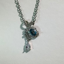 Load image into Gallery viewer, London Blue Topaz Bow Drop Necklace 伦敦蓝托帕石蝴蝶结水滴项链
