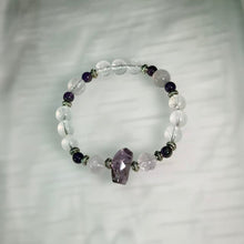 Load image into Gallery viewer, Amethyst Clear Quartz Beaded Bracelet 紫水晶白水晶手串
