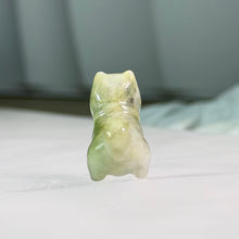 Load image into Gallery viewer, Green Jade Cat Carving 豆色翡翠小猫摆件
