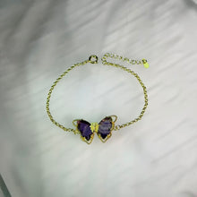 Load image into Gallery viewer, Purple Fluorite Butterfly Bracelet 紫色萤石蝴蝶手链
