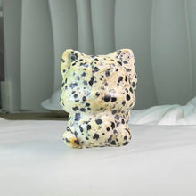Load image into Gallery viewer, Dalmatian Jasper Nine-Tailed Fox Figurine 斑点石九尾狐摆件
