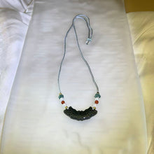 Load image into Gallery viewer, Green Nephrite Carnelian Woven Cord Necklace 和田玉青玉南红玛瑙编织绳项链
