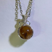 Load image into Gallery viewer, Yellow Rutilated Quartz Turquoise Woven Pendant Necklace 黄兔毛水晶绿松石绕线项链
