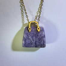 Load image into Gallery viewer, Amethyst Handbag Pendant Necklace 紫水晶手提包吊坠项链
