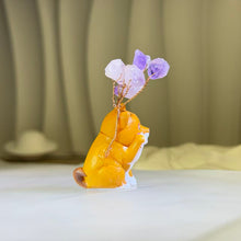 Load image into Gallery viewer, Amethyst Crystal Money Tree Dog Figurine 紫水晶发财树小狗摆件
