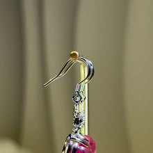 Load image into Gallery viewer, Red Strawberry Quartz Star Dangle Earrings 红色草莓晶星形吊坠耳钩
