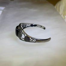 Load image into Gallery viewer, Rainbow Sheen Obsidian Sunflower Vintage Style Open Bangle 彩眼黑曜石向日葵复古活口手镯
