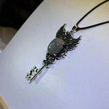 Load image into Gallery viewer, Labradorite Winged Key Pendant Necklace 拉长石灰月光石天使之钥吊坠项链

