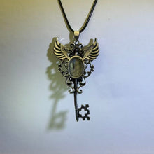 Load image into Gallery viewer, Labradorite Winged Key Pendant Necklace 拉长石灰月光石天使之钥吊坠项链

