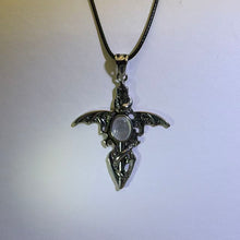 Load image into Gallery viewer, Blue Sheen Moonstone Dragon Sword Pendant Necklace 蓝光月光石龙剑吊坠项链
