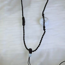 Load image into Gallery viewer, White Jadeite Lucky Buckle Sandalwood Necklace 白色翡翠平安扣檀木编织项链
