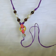 Load image into Gallery viewer, Pale Green Jadeite Sandalwood Amulet Necklace 豆色翡翠紫檀木守护编织项链
