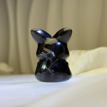 Load image into Gallery viewer, Silver Sheen Obsidian Pikachu Figurine 银眼黑曜石皮卡丘治愈摆件
