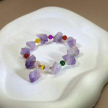 将图片加载到图库查看器，Amethyst Ore Stone Beads Bracelet 紫水晶原石手串
